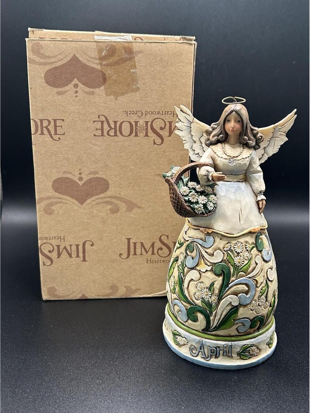 Jim Shore Birthday Angel Heartwood Creek Figurine April Daisy Diamond by Enesco